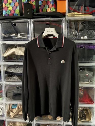 Polo moncler nera cotone - polo,