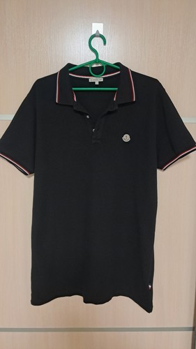 Polo moncler nera piqué - polo,